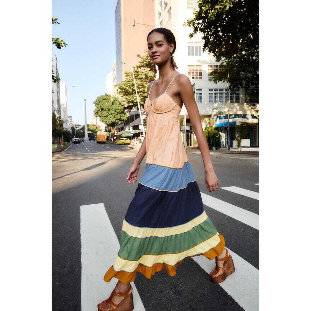 FARM Rio Multicolor Pleats Lenzing™ Ecovero™ Euroflax™ Maxi Dress Size M